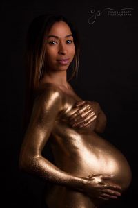Maternity Portrait Painted Gold