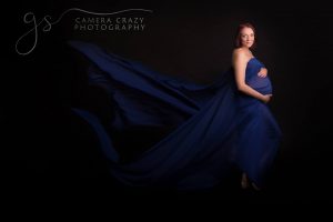 Maternity Portrait With Blue Material