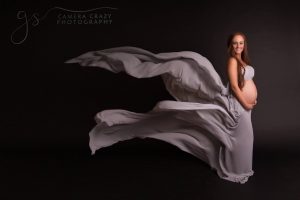 Maternity Portrait with Grey Material